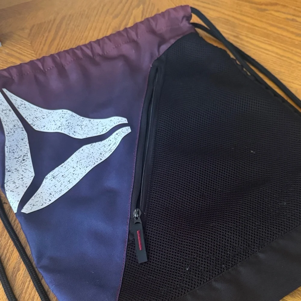 Reebok Black and Dark Purple Drawstring Backpack